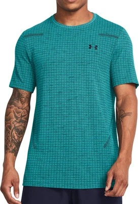 Under Armour Seamless Grid Herren Training Top Grün Kurzarm Gym T-Shirt
