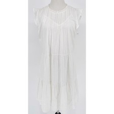 Lucky Brand Coastal Cowgirl Dress White Cotton Tiered Boho Beachy Cottagecore