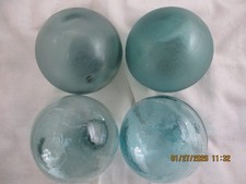 4 VINTAGE Beach Combed Japanese Glass Floats with Unique Seals