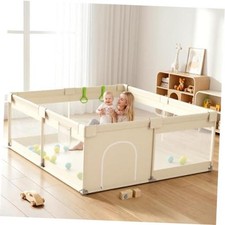 Small Baby Playpen - 47x47in Playpen for Babies and Toddlers 47x47 Inch Beige
