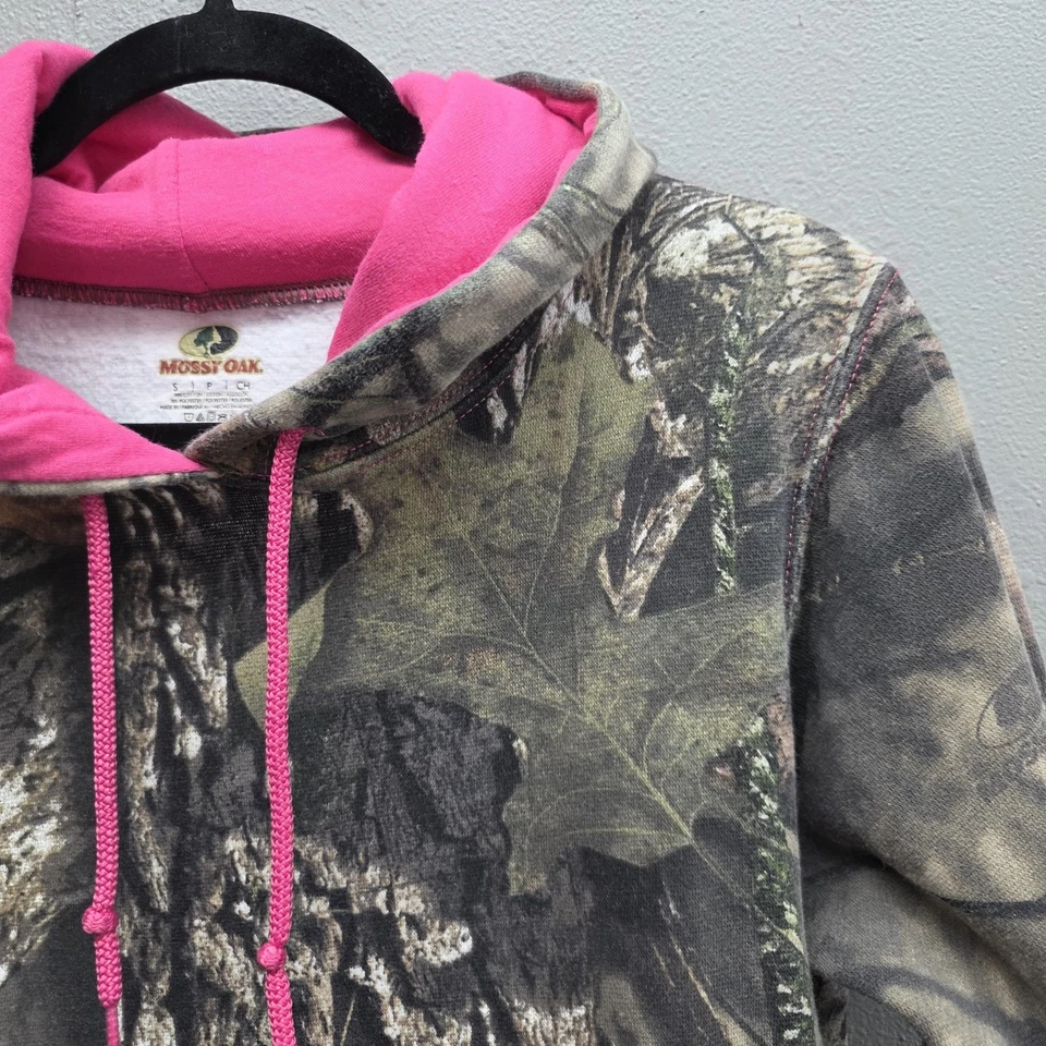 Mossy Oak Hoodie Womens Small Camo Pink Lined Pullover RealTree Hunting Outdoor - Image 2 of 4