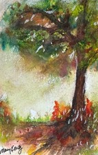 Pintura Acuarela Original (ACEO) por Mary King - Por el Roble