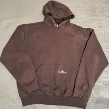 Vtg Y2k Carhartt Hoodie Men's Brown Embroidered Pullover Large Faded Usa Made