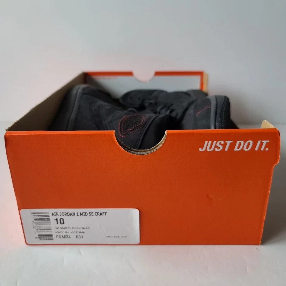 Nike Air Jordan 1 Mid SE Craft Gris Humo Oscuro Negro FD8634-001 Para hombres Talla 10 Foto 2 de 4