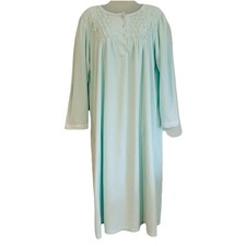 Miss Elaine Nightgown Sz L Embroidered Lace Trim Grandma 3/4 Sleeve
