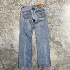 Vintage Levis 501 Jeans Mens 31x30 Light Wash Blue Denim Button Fly USA 90s