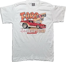 Vintage  NOS  Medium Ford  Car White Single Stitch  T-shirt.  Made In USA.