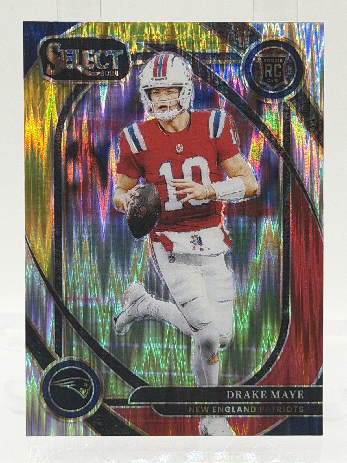 2024 Panini Select - Club Level Drake Maye #218 Red & Yellow Shock Prizm (RC)