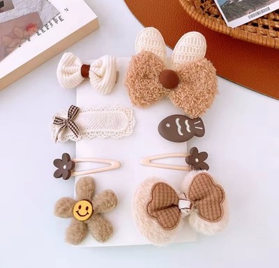 Kids Hair Clips for Baby Girl, Cute Rabbit Bow Flower Fabric Barrettes