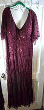 R&M Richards Womans  Burgundy Floor Length Sequin Dress Size 20