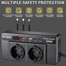 200W Car Power Inverter DC 12V to 110V AC Plug Adapter Outlet Converter USB 36W