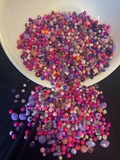 2 lb.  BEAD SOUP Random Mix Loose Beads New  Upcycled Pinks Purples Seed Glass