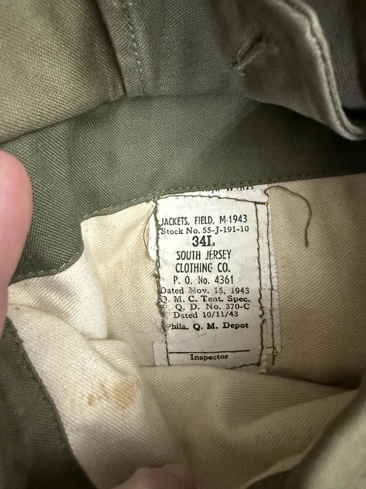 WW2 M1943 M43 Field Jacket, Military Field Jacket, WW2 Field Jacket. - Image 3 of 4