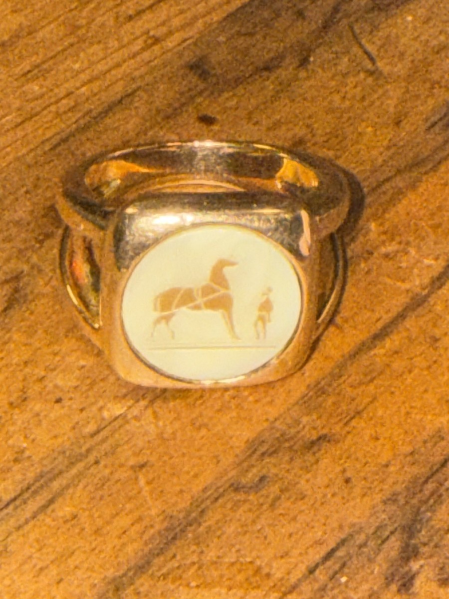Authentic Vintage HERMES Corozo Ring Gold Plated Women, Size 8.25