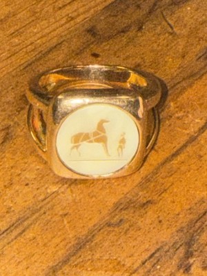 Authentic Vintage HERMES Corozo Ring Gold Plated Women, Size 8.25