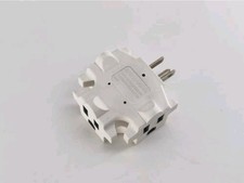 3-Way Splitter Adapter WHITE Three Prong Ground Tri-Tap Triple Wall Outlet