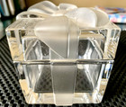 TIFFANY & CO CRYSTAL GLASS GIFT BOX WITH FROSTED RIBBON BOW ON LID 3 1/4" — photo 1