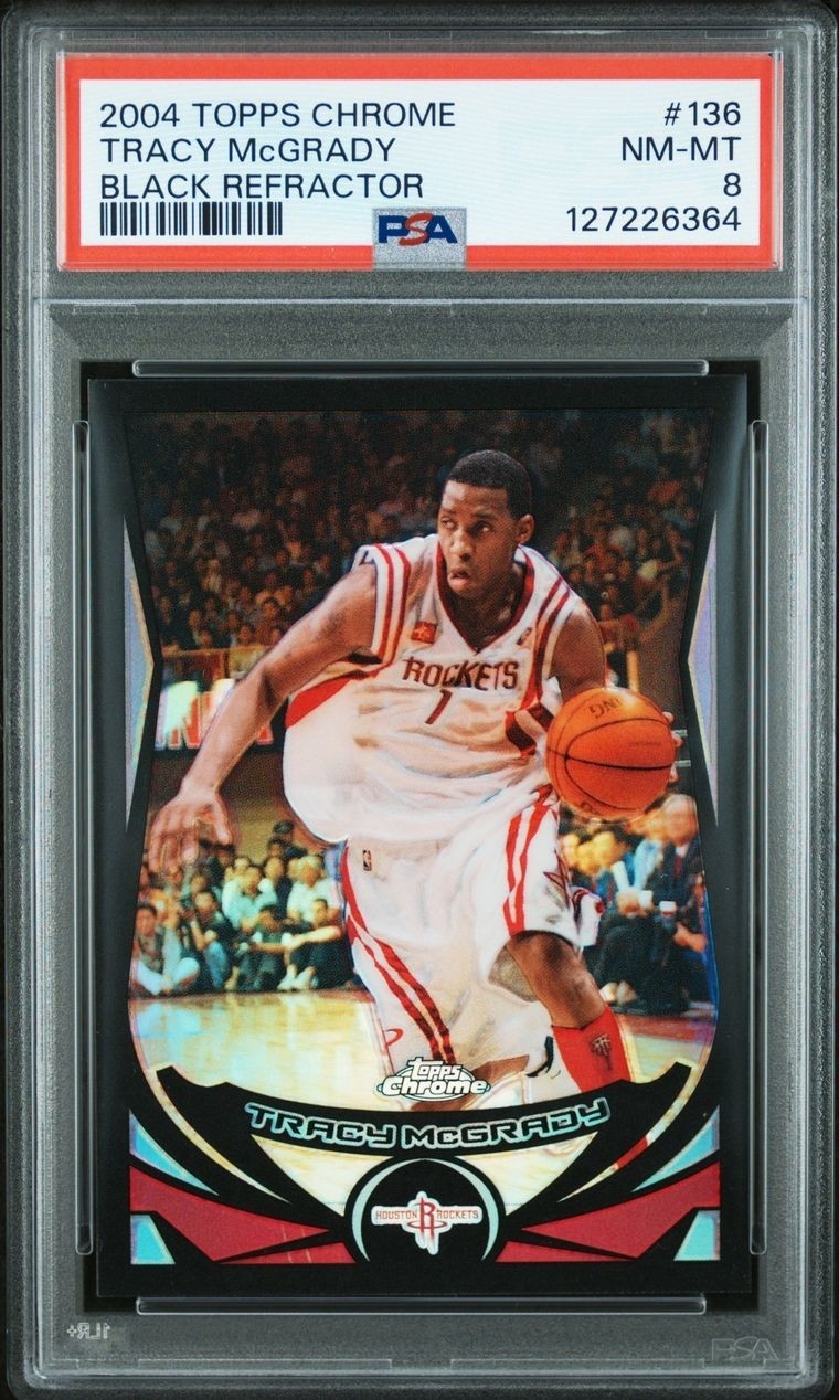 2004 Topps Chrome #136 Tracy McGrady Black Refractor /500 PSA 8 NM-MT