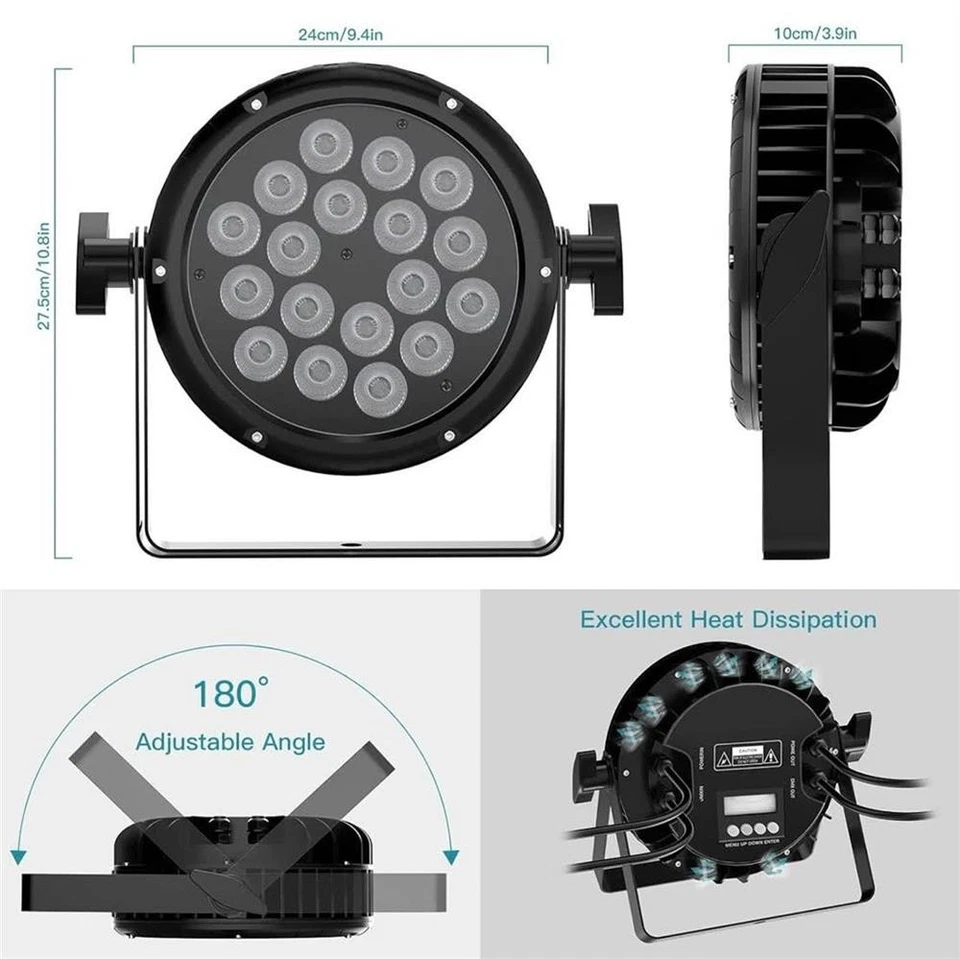 UKing 180W Bühnenlicht Outdoor, RGBW LED Par Strahler IP65 Wasserdicht, 4/8 CH - Bild 4 von 4