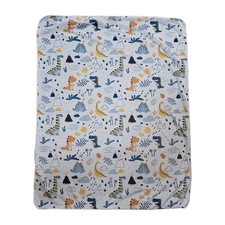 SL Home Fashions Baby Blanket Dinosaur Light Blue White 2021 Velour 30" 38"