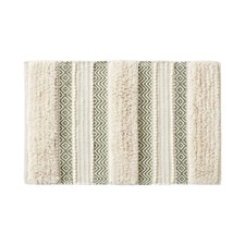 Bath Rug Hand-Woven Texture Shaggy Striped Soft Water Absorbent, Boho Bathr...