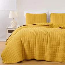 Chezmoi Collection Wilmer 3-Piece Waffle Weave Textured Lightweight Quilt Set