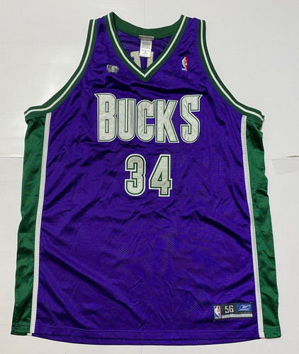 Vintage Milwaukee Bucks Jersey Mens 56 Reebok Authentic NBA Team Ray Allen 3XL
