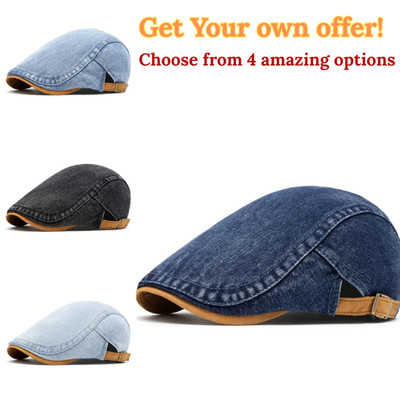 Mens Cotton Newsboy Flat Cap Painter Beret Peaked Hat Sun Shade Golf Driving