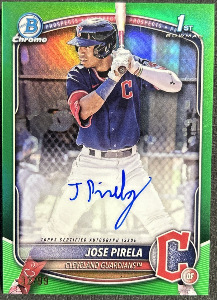 2025 Bowman Chrome Jose Pirela 1st Prospect Green Refractor Auto /99 #CPA-JP