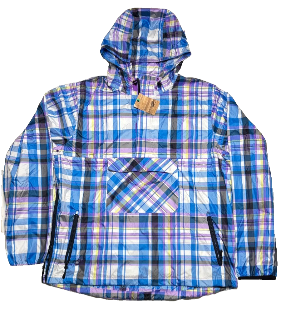 SACAI X NIKE Maglione uomo Nike taglia XL viola blu a quadri giacca a vento con cappuccio nuovo con etichetta