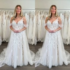 Boho Wedding Dresses Off The Shoulder Lace Appliques A Line Beach Bridal Gowns