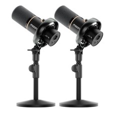 MAONO PD200W Hybrid Wireless Podcast Equipment Bundle for 2, XLR USB Black