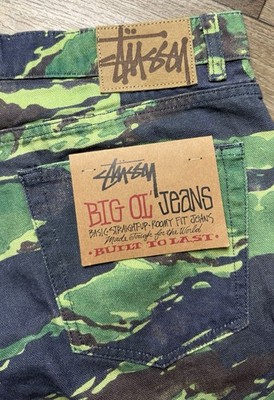 Stussy Big Ol' Jeans Camouflage Canvas Roomy Fit Green Men's