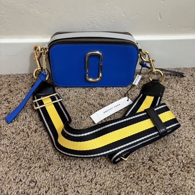 Marc Jacobs NWT The Snapshot Bag Dazzling Blue Multi Yellow Strap