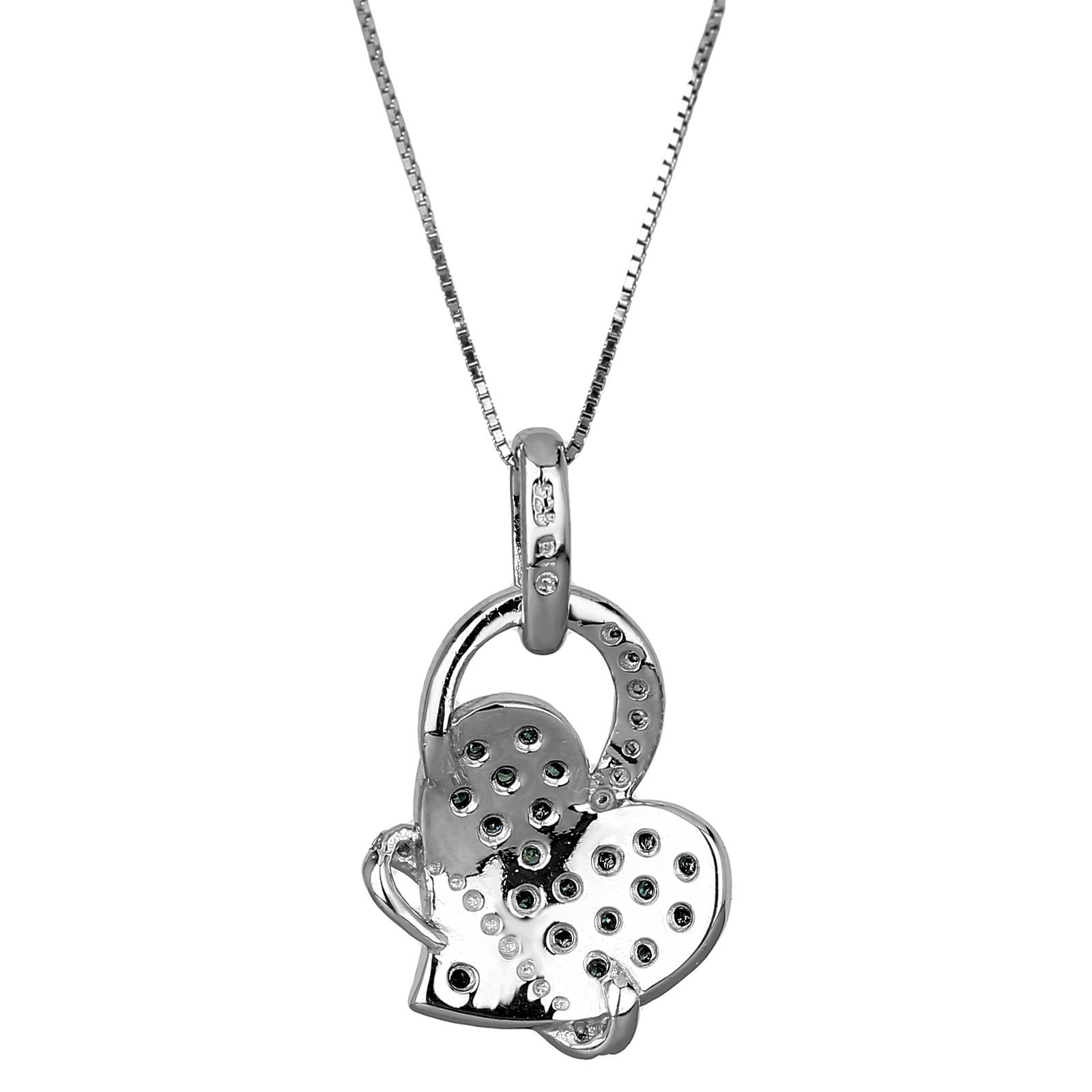 Silver Heart Shaped Pendant with Black and White Diamonds eBay