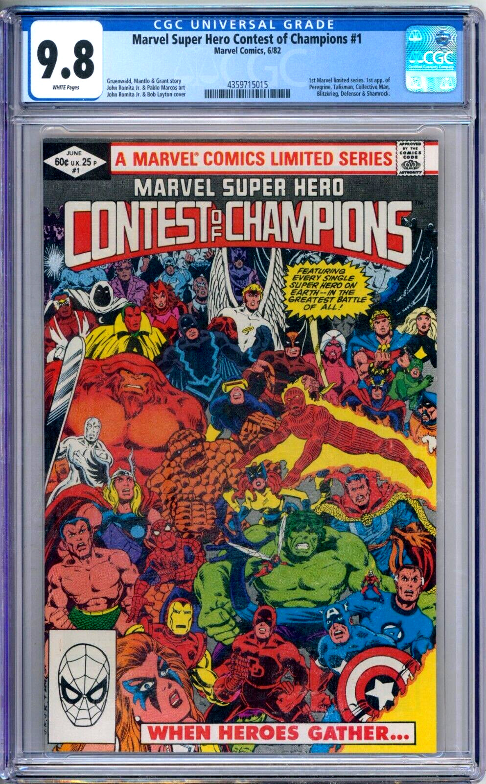 Marvel Super Hero Contest of Champions 1 CGC Graded 9.8 NM/MT Marvel Comics 1982