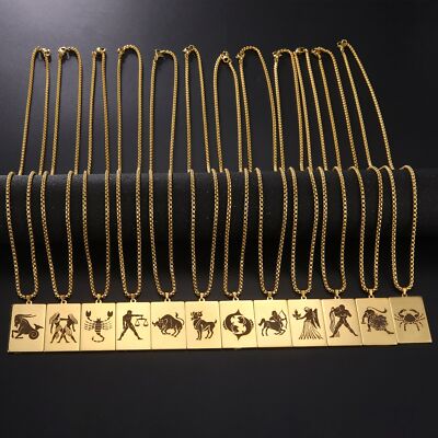 12 Horoscope Charms Necklace Aquarius Pisces Leo Constellation Chain Jewelry