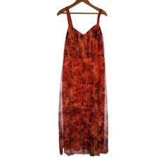 Red Pink Floral Sweetheart Adjustable Strap Sleeveless Dress Gown Unknown Brand