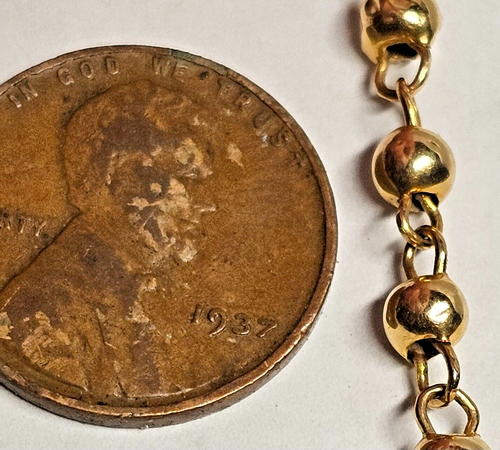 14K YELLOW GOLD FANCY MARINER & BALL LINK CHAIN-22"-FREE USA SHIPPING - Picture 3 of 8