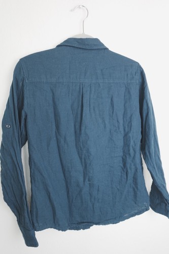Eastern Mountain Sports Shirt M Blue Cotton Button Up Long Sleeve Outdoor Casual - Picture 2 of 9