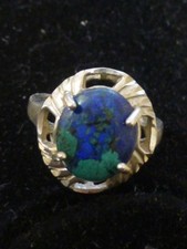 Sterling Silver Ring With Blue Green Turquoise - Size 6.5