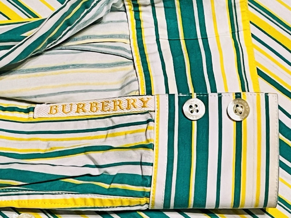 BURBERRY London Designer Mens Long Sleeve Striped Button Up Shirt