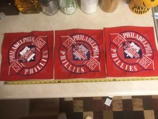 3 total sewn embroidered PHILADELPHIA PHILLIES PATCHES 11 1/4" x 11 1/4"