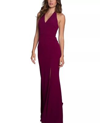 DRESS THE POPULATION Shiloh V-Neck Gown Dark Magenta Size M $198 | eBay