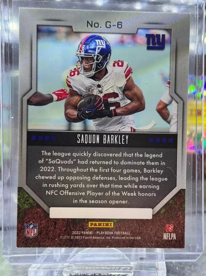 2022 Panini Playbook Saquon Barkley GROUNDING SP Insert Giants Eagles - Image 2 of 4