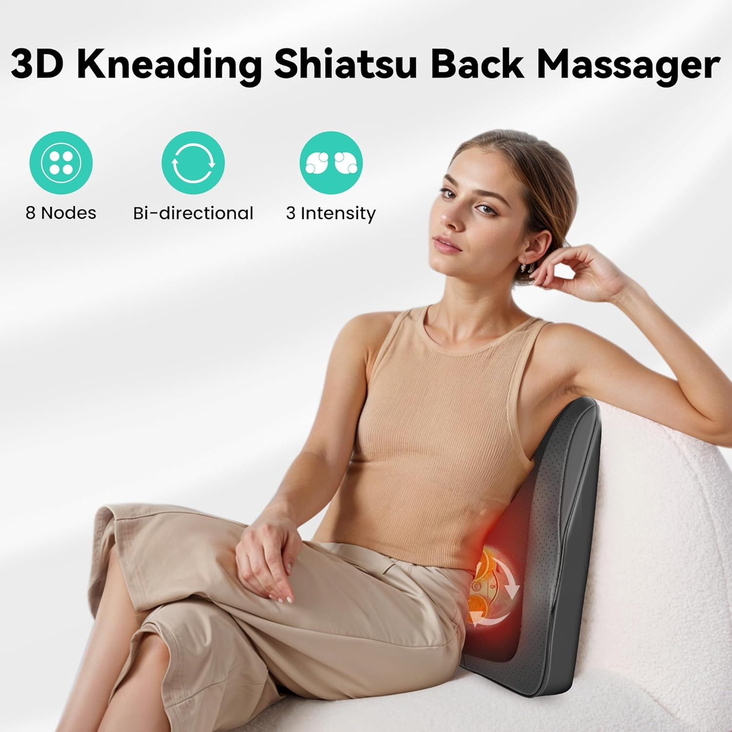 Back Massager for Back Pain Deep Tissue, Shiatsu Lower Back Neck Massager with H
