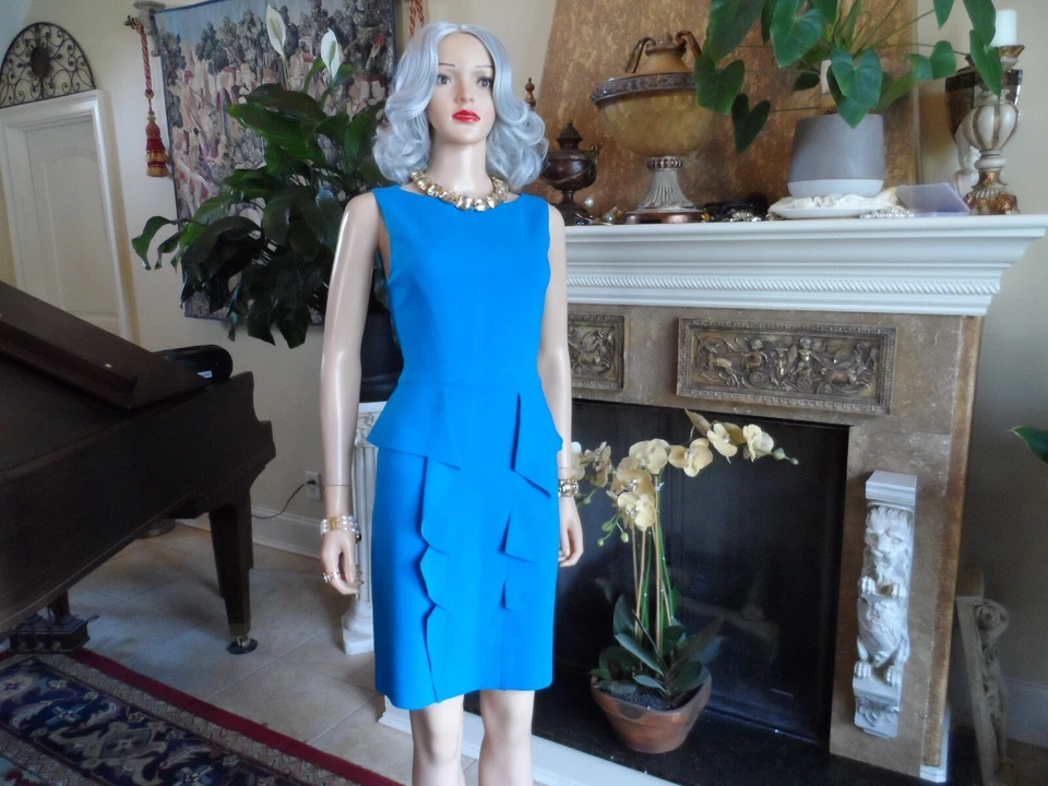 Emilio Pucci Light Blue Sheath Dress w/Front Ruffle Detail Size XS - Image 3 of 4