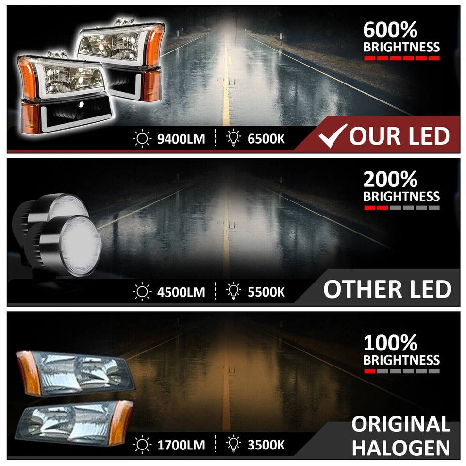 Faros de barra LED DRL aptos para Chevy Silverado Avalanche 03-07 lámparas de parachoques nuevos Foto 3 de 4