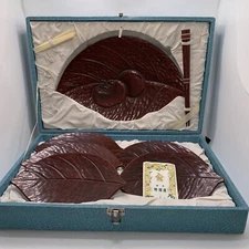 Vintage Sushi 5 Set Brown Bake light Leaves Japanese Cuisine Chopstick Appetizer