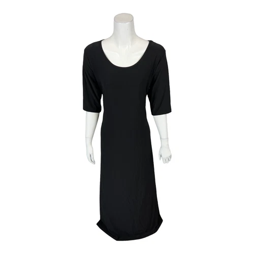 Attitudes by Renee Regular Como Jersey Elbow Sleeves Maxi Dress Black Small Size